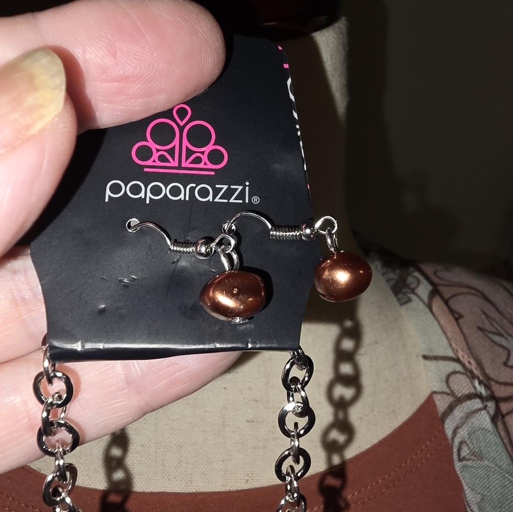 Paparazzi Brown Beaded Necklace & Earring Set - Picture 2 of 5